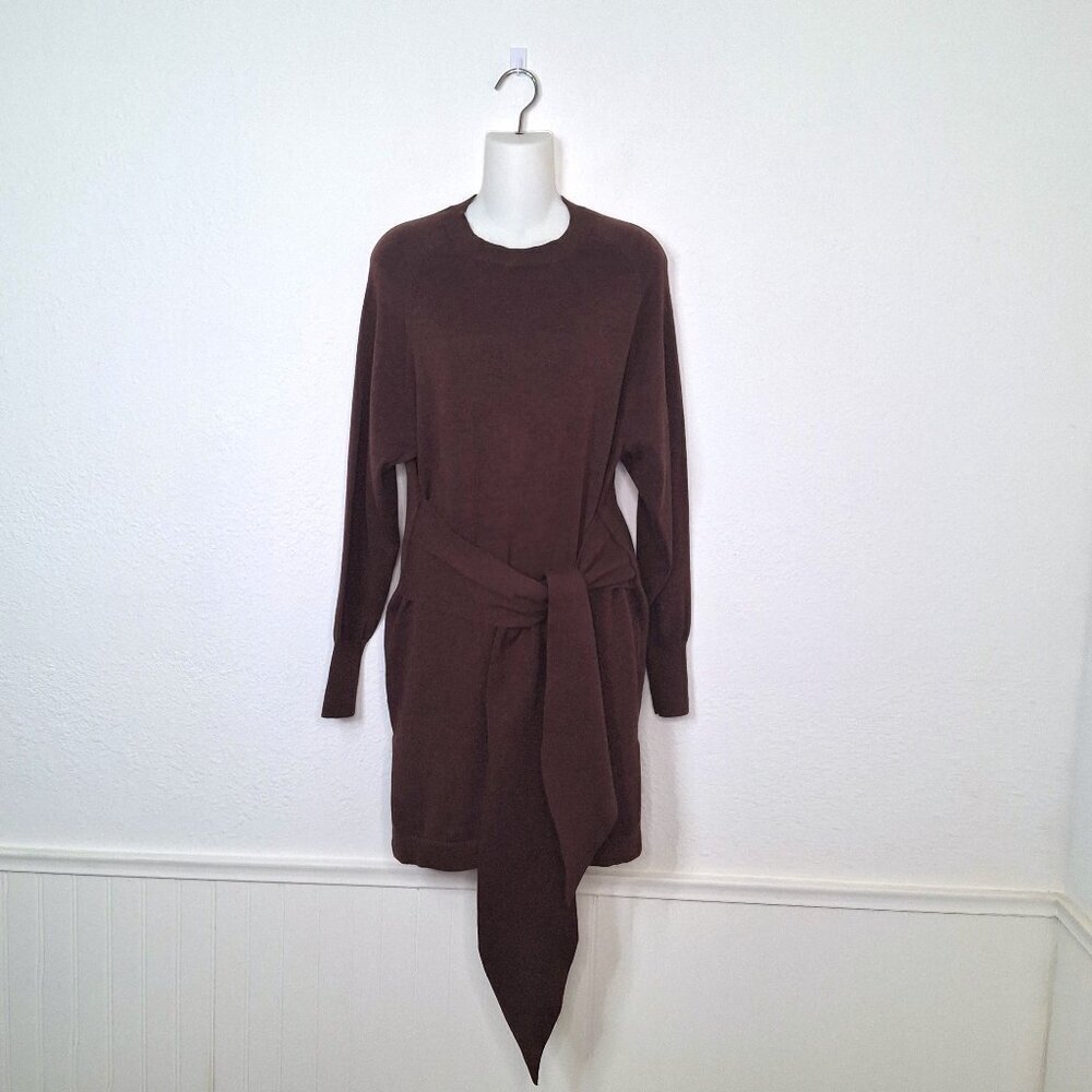 Lovers and Friends Elana Sweater Dress Sz S Tie Waist Minimalist Neutral Preppy